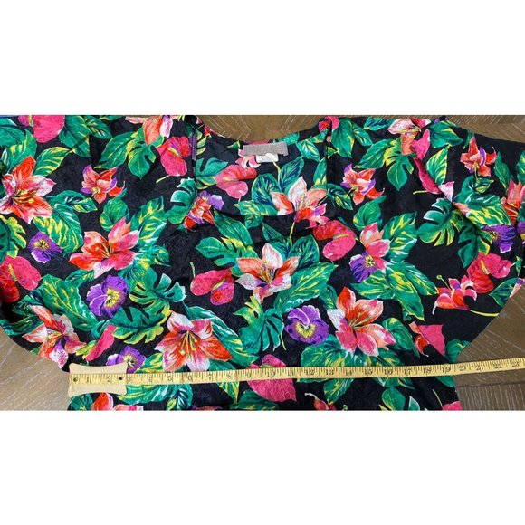 VTG‎ 70s 80s R Michael Alan Small Silky Artsy Floral Nightgown Kaftan Tropical - Picture 9 of 9